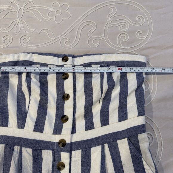 American Eagle Blue Ivory Striped Button Front Jumpsuit Size Small Petite - Picture 12 of 13